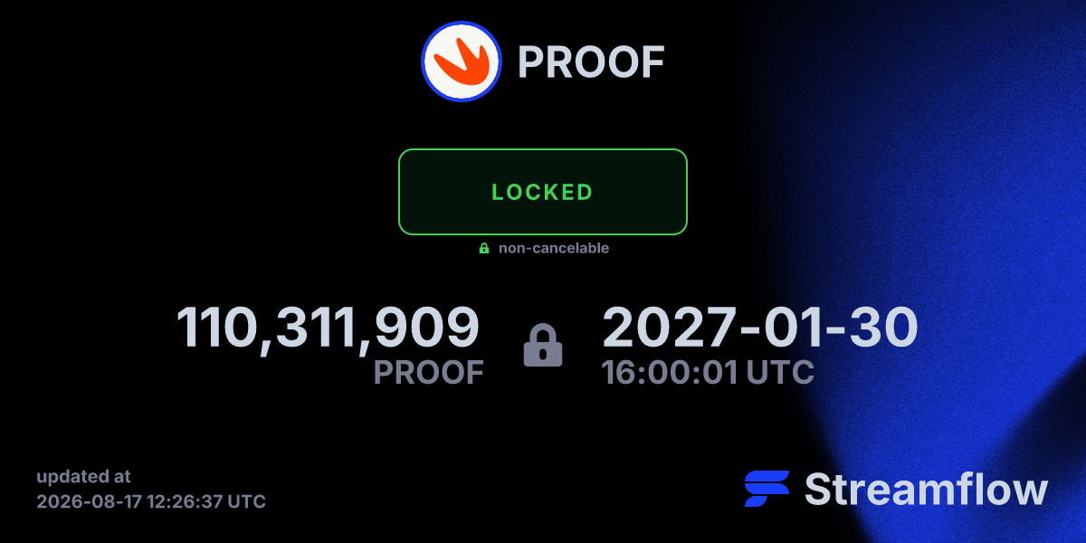$PROOF development team token lock on Streamflow